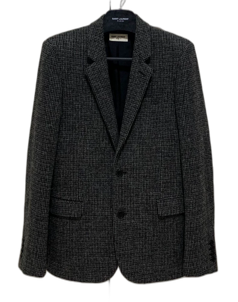 Saint Laurent Gray Plaid Wool Blazer