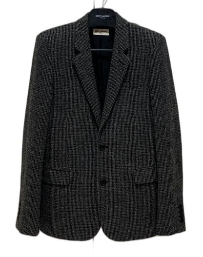 Saint Laurent Gray Plaid Wool Blazer