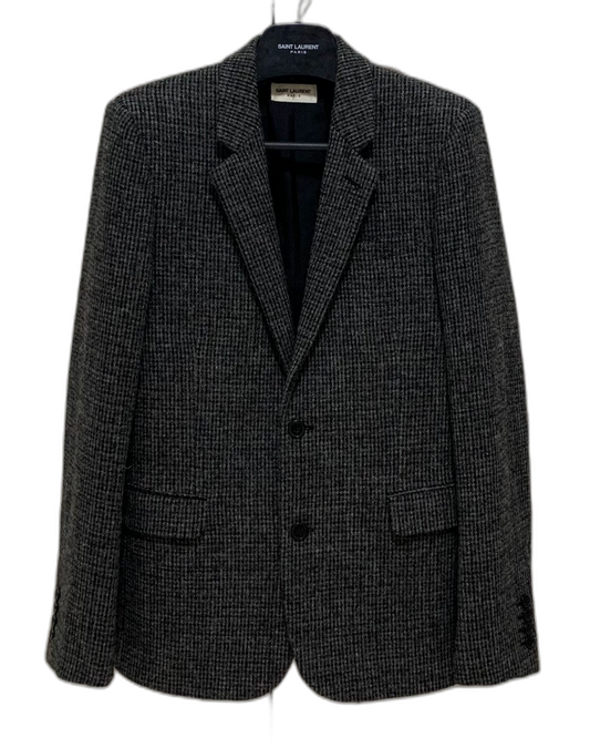 Saint Laurent Gray Plaid Wool Blazer