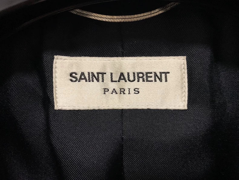 Saint Laurent Gray Plaid Wool Blazer