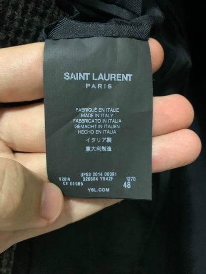 Saint Laurent Gray Plaid Wool Blazer