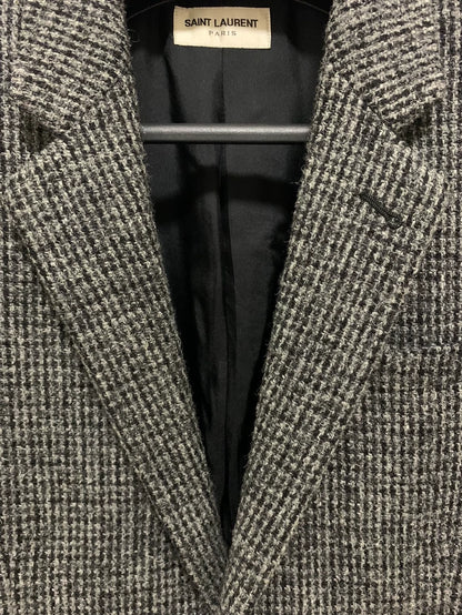 Saint Laurent Gray Plaid Wool Blazer