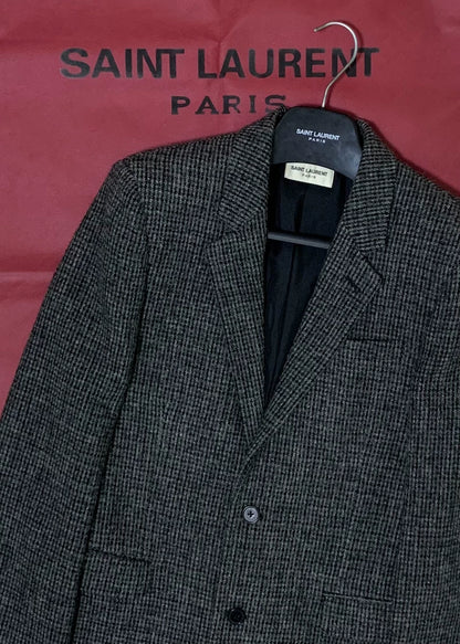 Saint Laurent Gray Plaid Wool Blazer