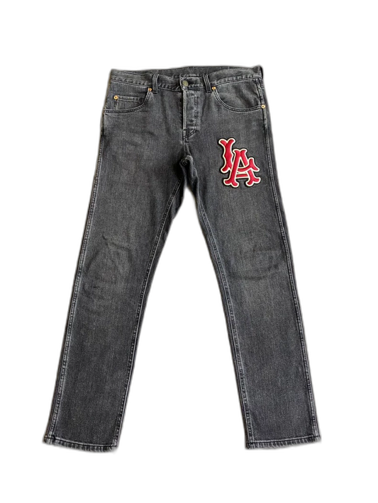 Gucci MLB LA Embroidered Logo Jeans-zp