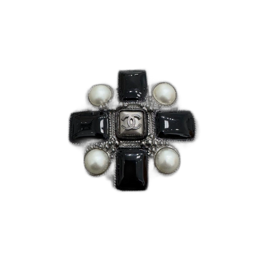 Chanel Black Silver Brooch-zp