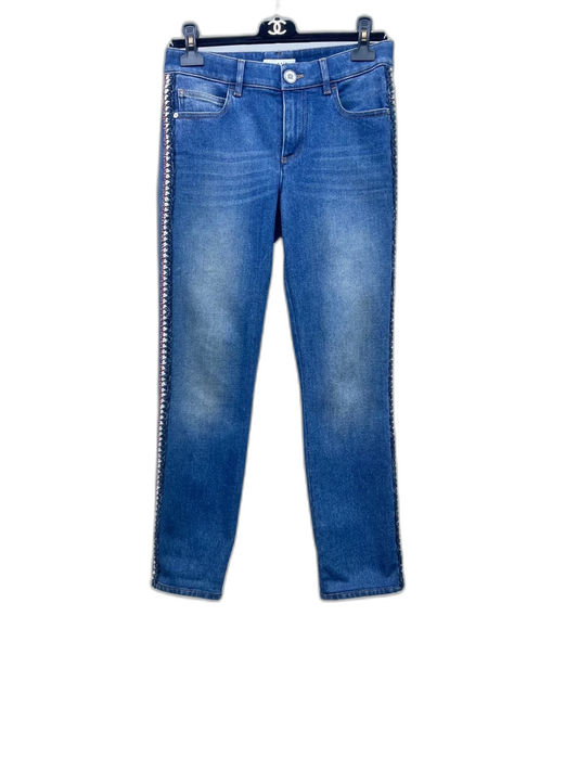 Chanel Blue Denim Side Braided Pants