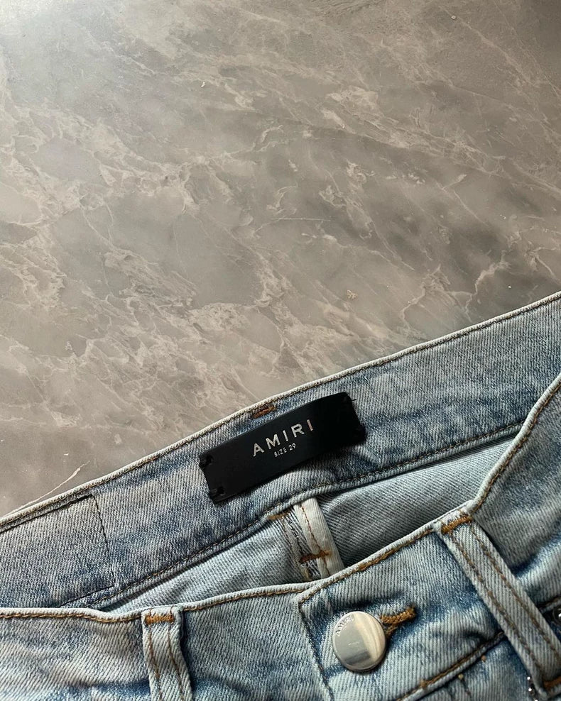 Amiri Wash Orange Floral Patchwork Jeans