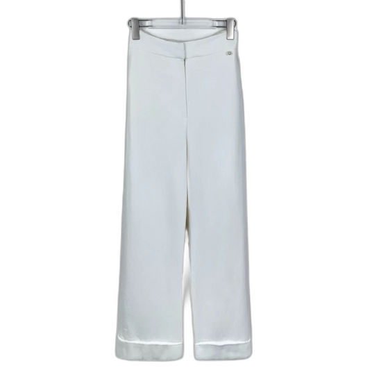 White Wide-Leg Casual Pants