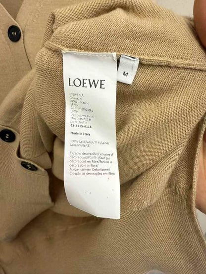 LOEWE Embroidered Logo Cardigan in Beige