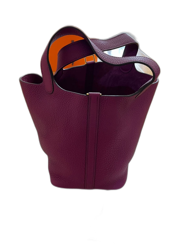 Hermes Purple Bucket Bag with Gold Lock