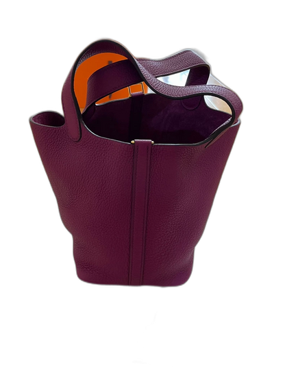 Hermes Purple Bucket Bag with Gold Lock