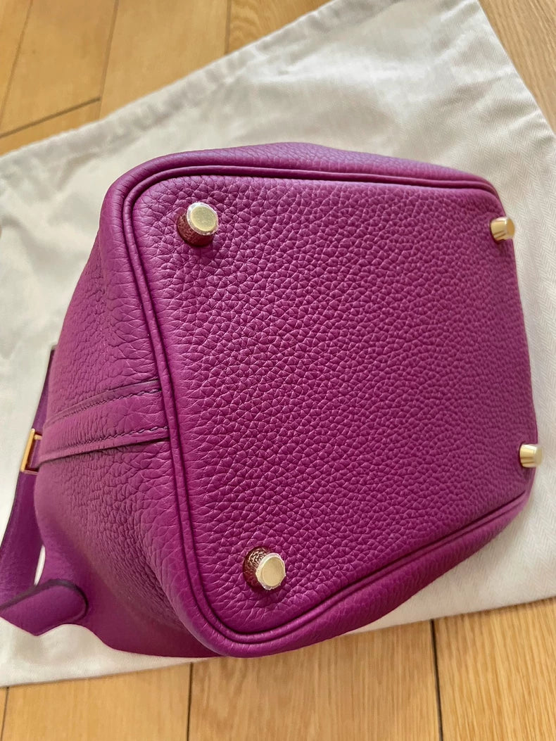 Hermes Purple Bucket Bag with Gold Lock