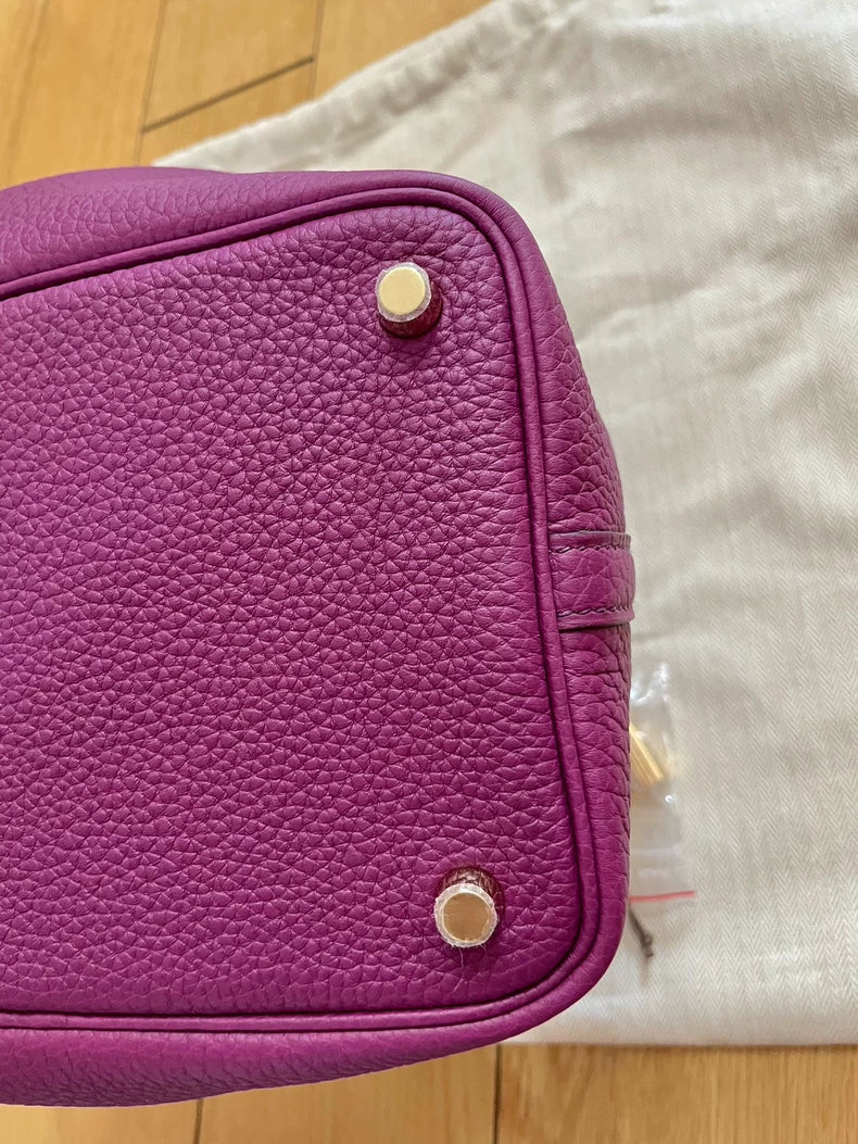 Hermes Purple Bucket Bag with Gold Lock