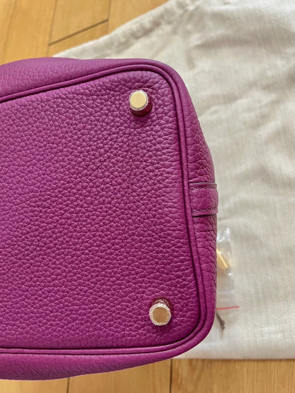 Hermes Purple Bucket Bag with Gold Lock