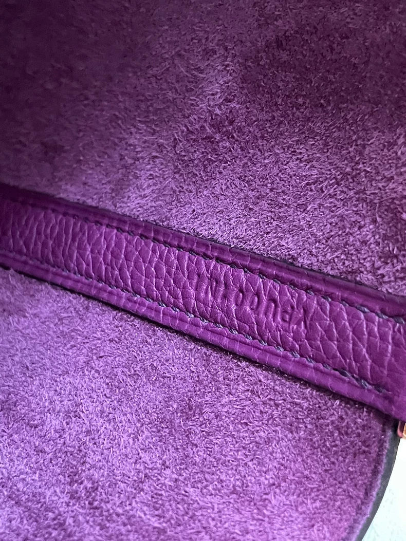 Hermes Purple Bucket Bag with Gold Lock