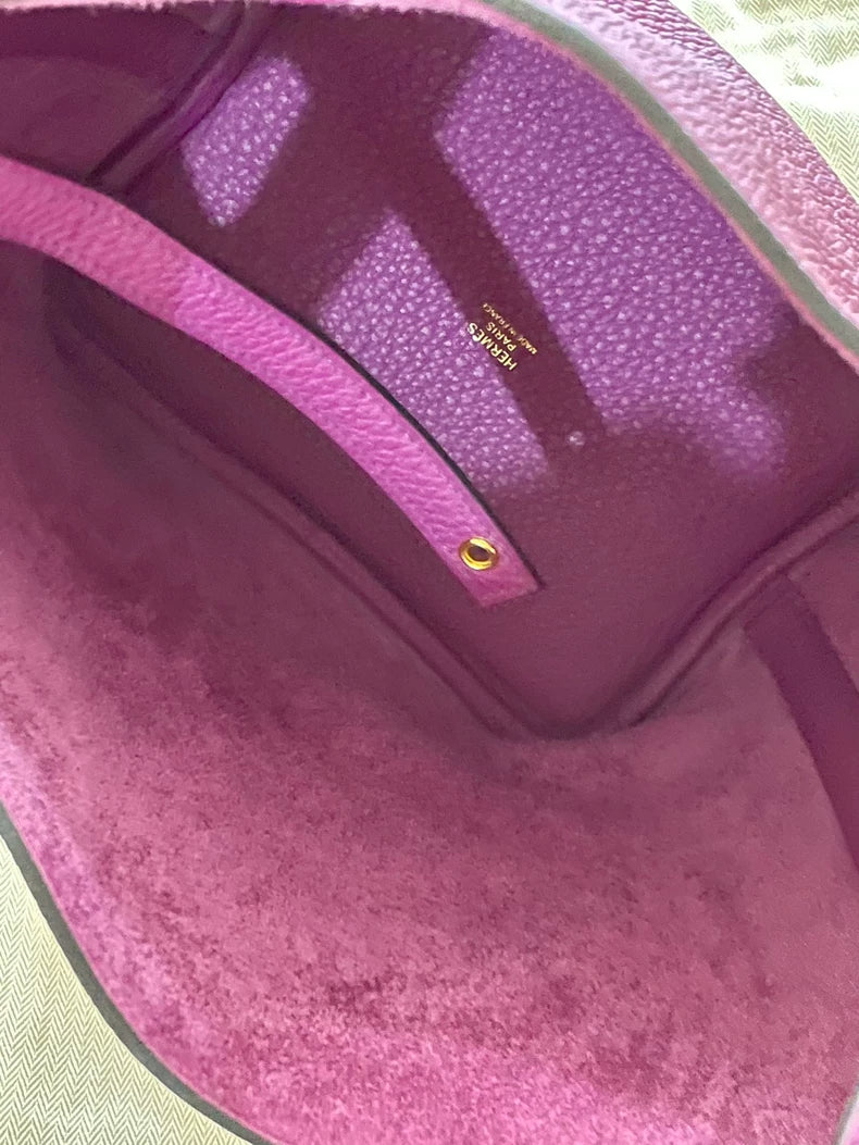 Hermes Purple Bucket Bag with Gold Lock