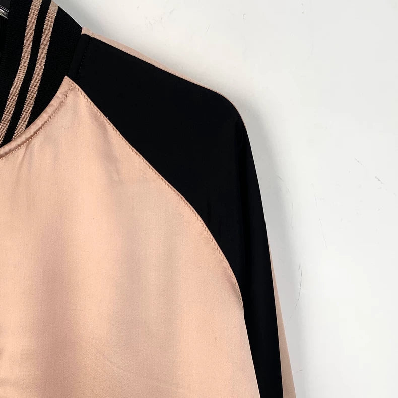 Color Block Striped Zip Jacket