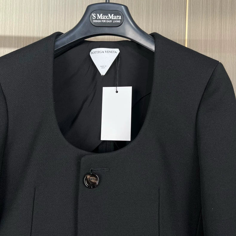 Bottega Veneta Black Collarless Blazer Jacket