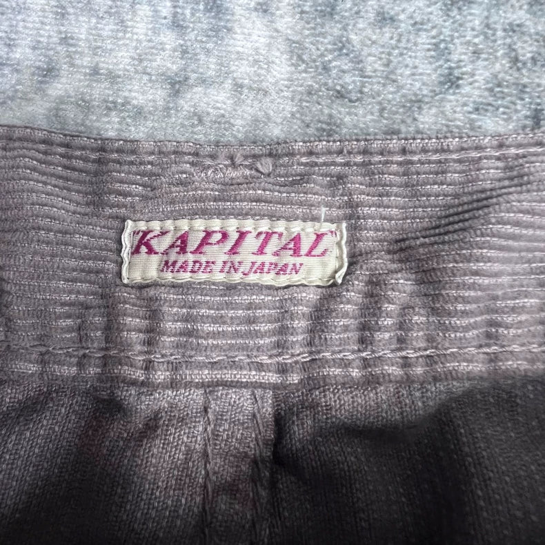 Kapital Velvet Beaded Pants in Brown Gray