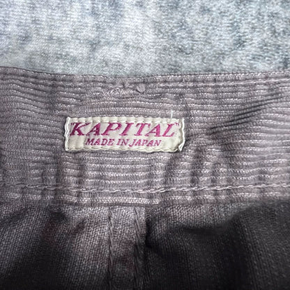 Kapital Velvet Beaded Pants in Brown Gray