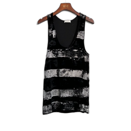 Saint Laurent Black Silver Velvet Tank Top