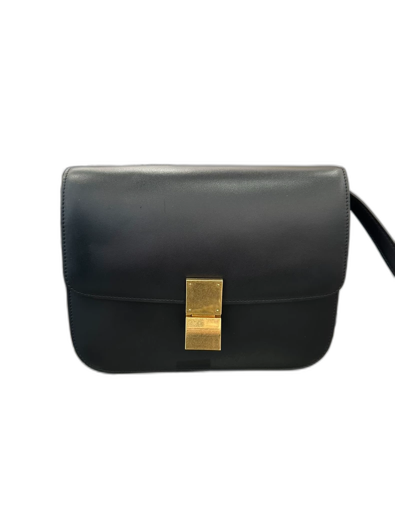 Celine Black Gold Medium Box Shoulder Bag
