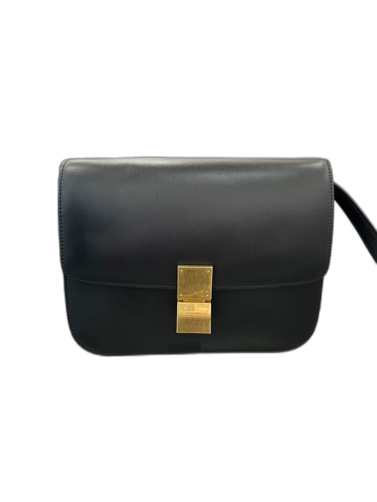 Celine Black Gold Medium Box Shoulder Bag