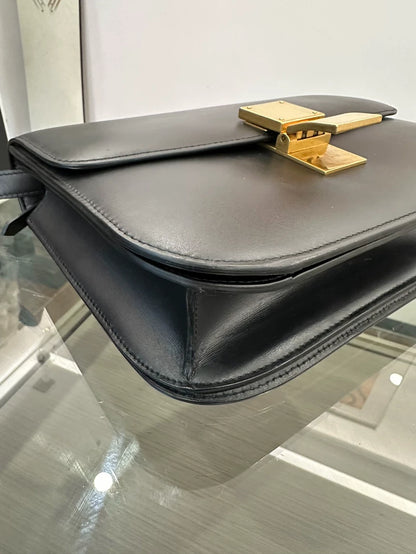 Celine Black Gold Medium Box Shoulder Bag