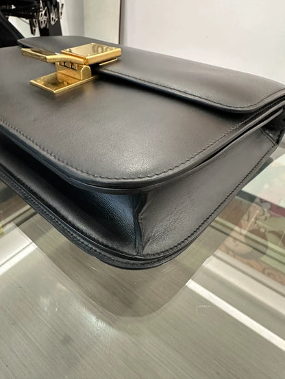 Celine Black Gold Medium Box Shoulder Bag