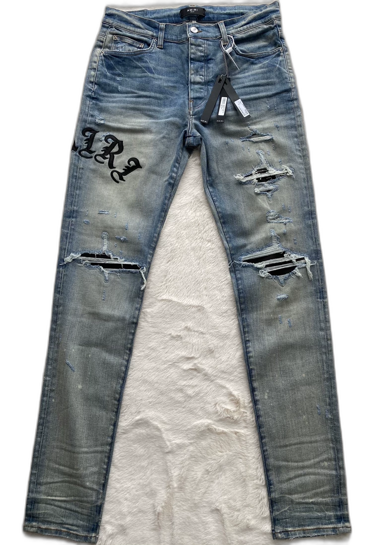 Amiri Old English Denim Pants