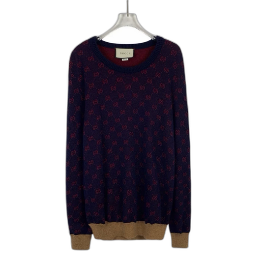 Gucci Navy Logo Knit Sweater Size S