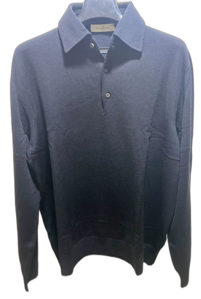 Black Knitted Polo Shirt from Ermenegildo Zegna