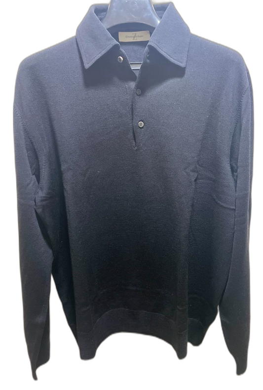 Black Knitted Polo Shirt from Ermenegildo Zegna