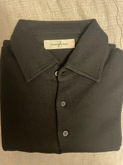 Black Knitted Polo Shirt from Ermenegildo Zegna