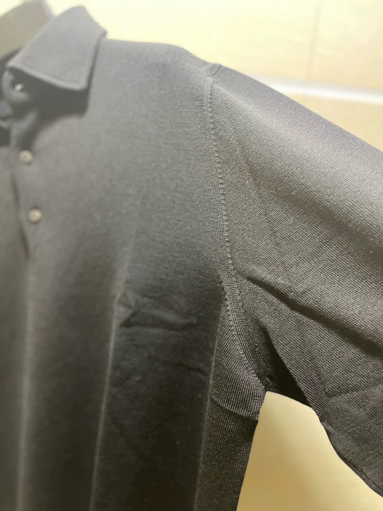 Black Knitted Polo Shirt from Ermenegildo Zegna
