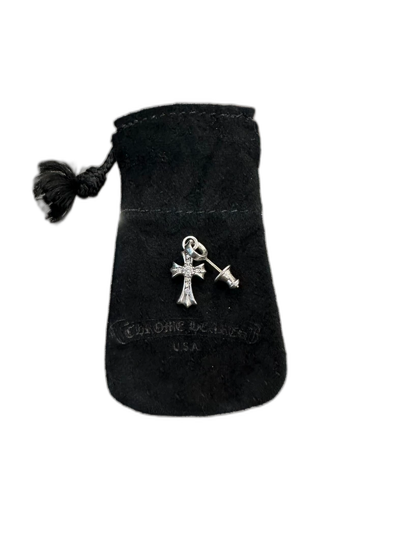 Chrome Hearts Silver Cross Earrings