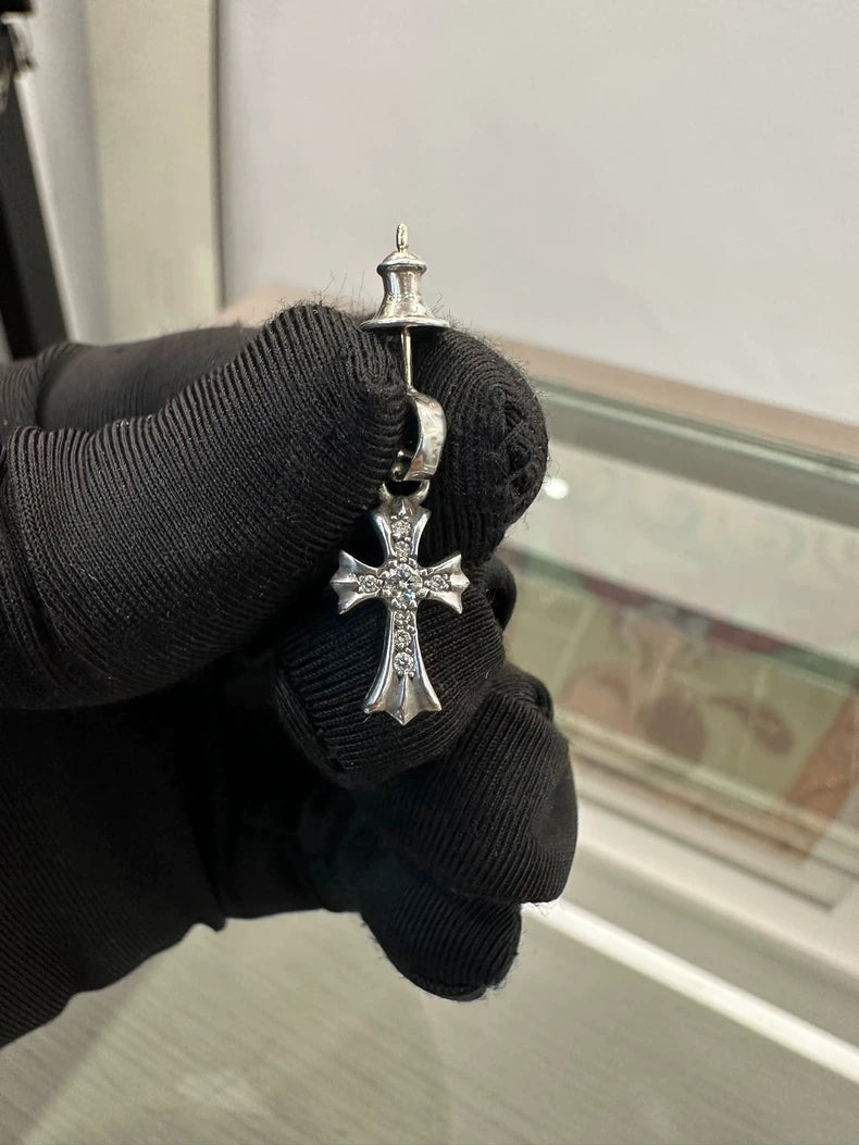 Chrome Hearts Silver Cross Earrings