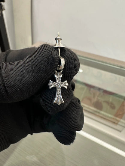 Chrome Hearts Silver Cross Earrings