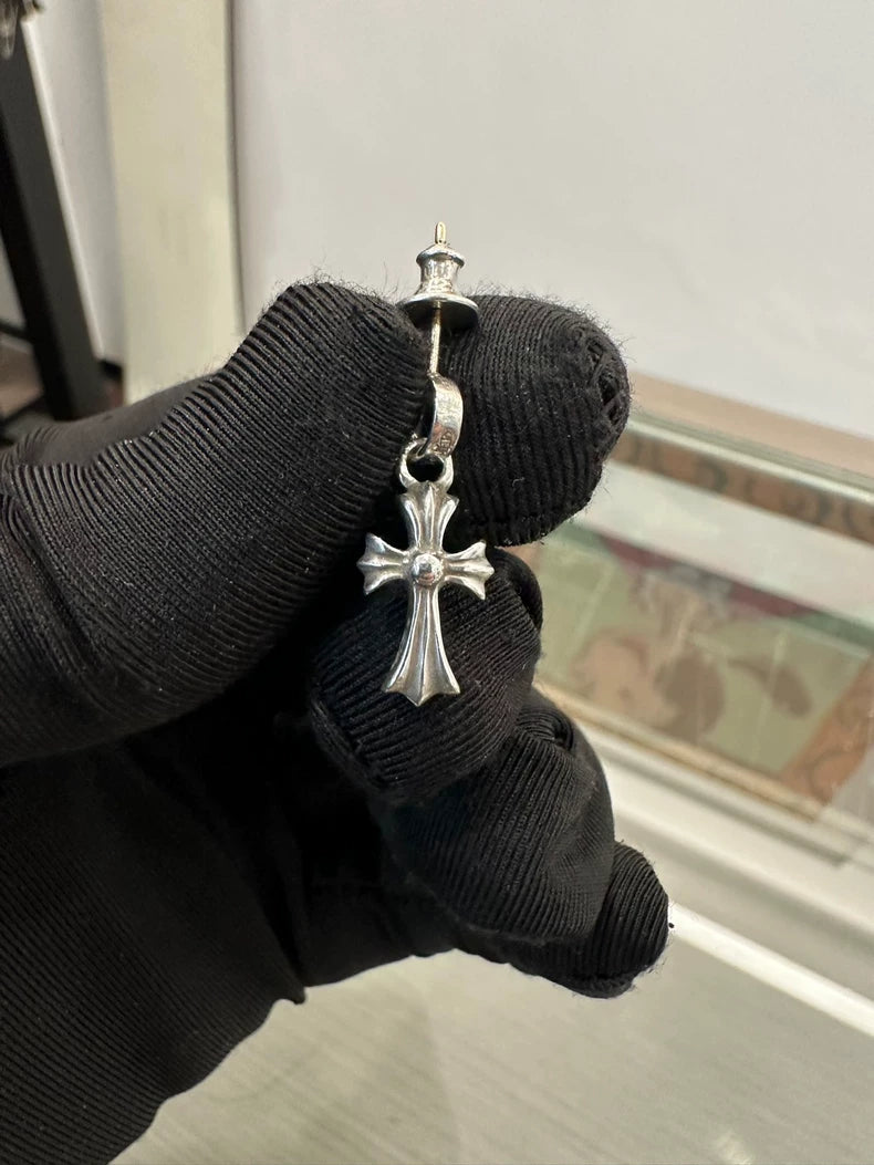 Chrome Hearts Silver Cross Earrings