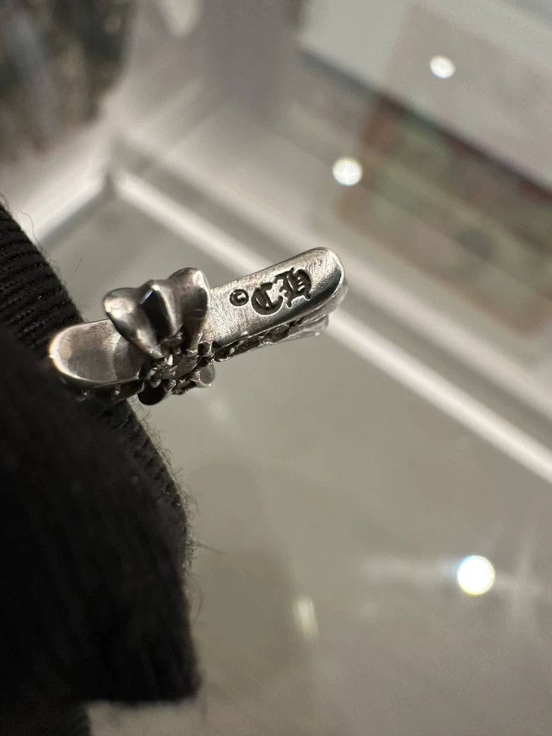 Chrome Hearts Silver Cross Earrings