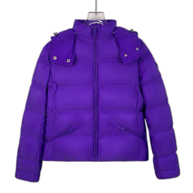 Prada Purple Hooded Zip Puffer Jacket