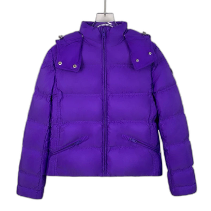 Prada Purple Hooded Zip Puffer Jacket