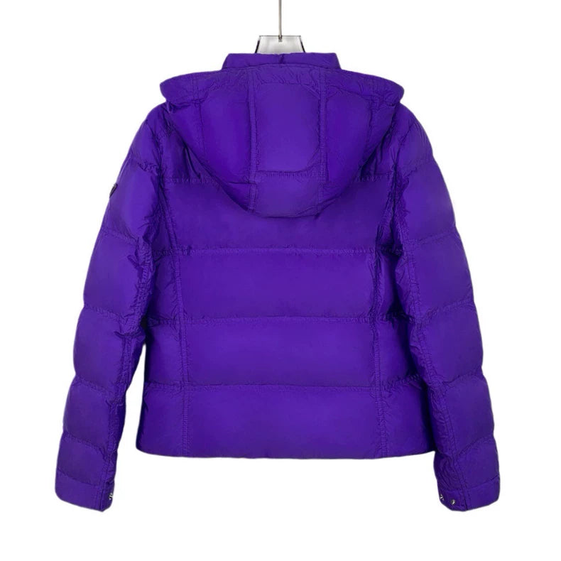 Prada Purple Hooded Zip Puffer Jacket