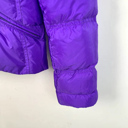 Prada Purple Hooded Zip Puffer Jacket