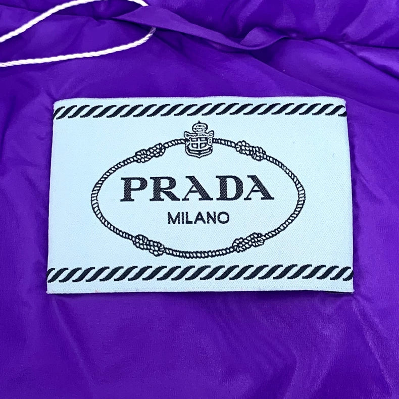 Prada Purple Hooded Zip Puffer Jacket