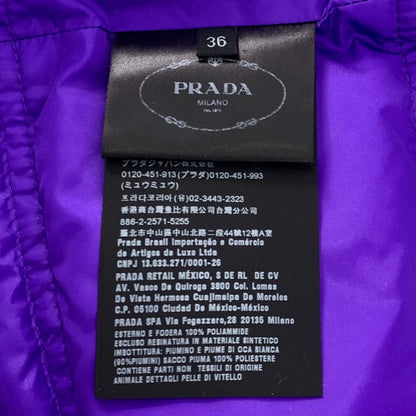 Prada Purple Hooded Zip Puffer Jacket