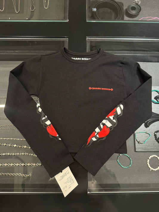 Chrome Hearts Black Red Flame Riding Top-yf