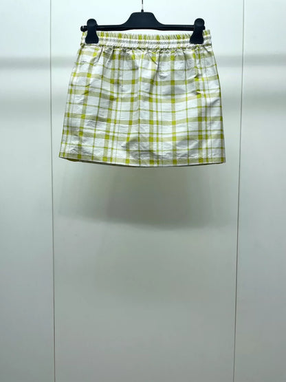 Dior Lemon Yellow Check Skirt