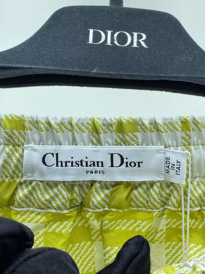 Dior Lemon Yellow Check Skirt