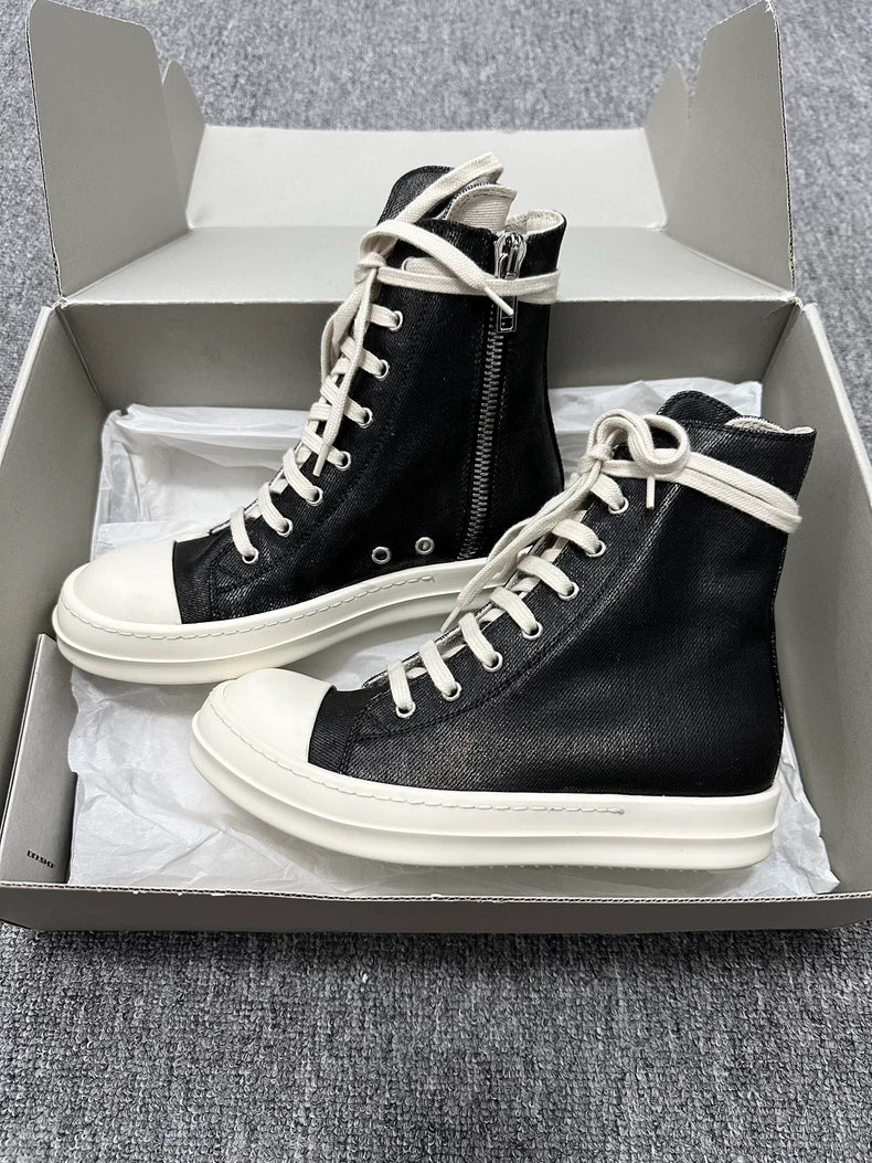 Rick Owens High Top Sneakers Black White-yf